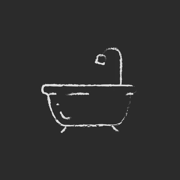 Banheira com chuveiro ícone desenhado em giz . —  Vetores de Stock