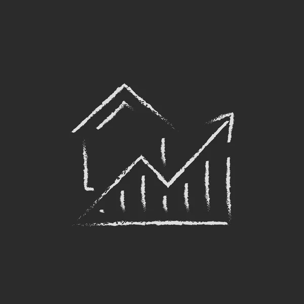 Gráfico de precios inmobiliarios icono de crecimiento dibujado en tiza . — Vector de stock