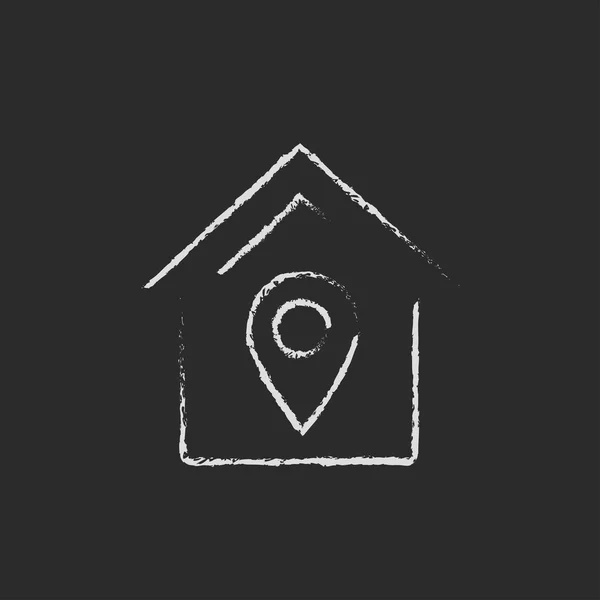 House with pointer icon drawn in chalk. — 图库矢量图片