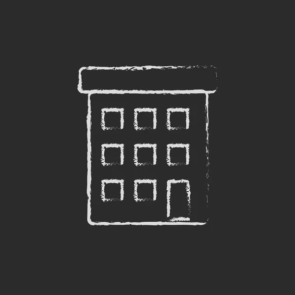 Condominium building icon drawn in chalk. — Stock vektor