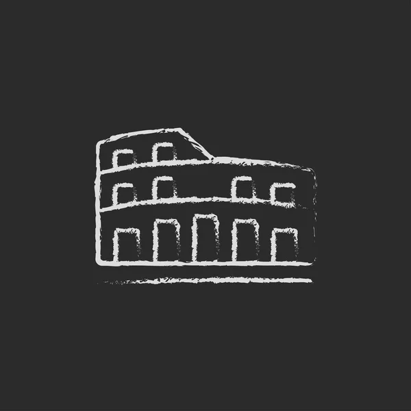 Ícone do Coliseu desenhado em giz . — Vetor de Stock