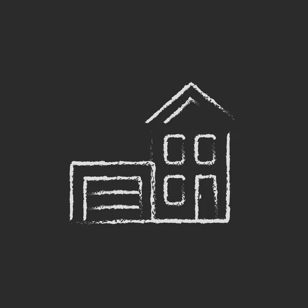 House with garage icon drawn in chalk. — Stock Illustration House with garage icon drawn in chalk. Royalty Free Stock Vectors