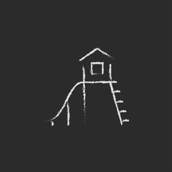 Playhouse with slide icon drawn in chalk. — Stock Illustration Playhouse with slide icon drawn in chalk. Royalty Free Stock Vectors