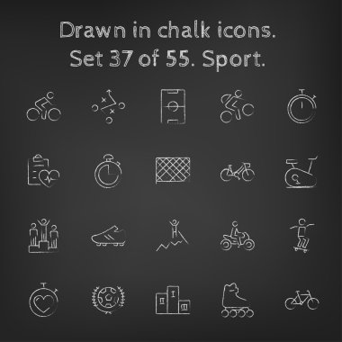 Sport icon set drawn in chalk.