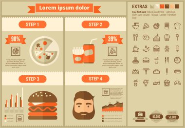 Fast food düz tasarım Infographic şablonu
