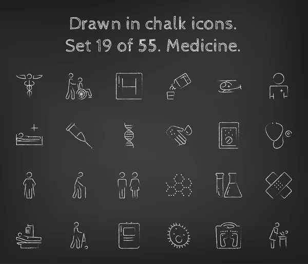 Medicine icon set drawn in chalk. — 스톡 벡터