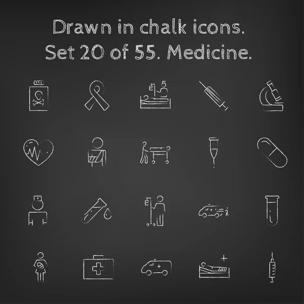 Conjunto de ícones de medicina desenhado em giz . —  Vetores de Stock
