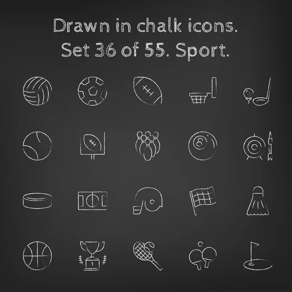Sport icon set drawn in chalk. — 图库矢量图片