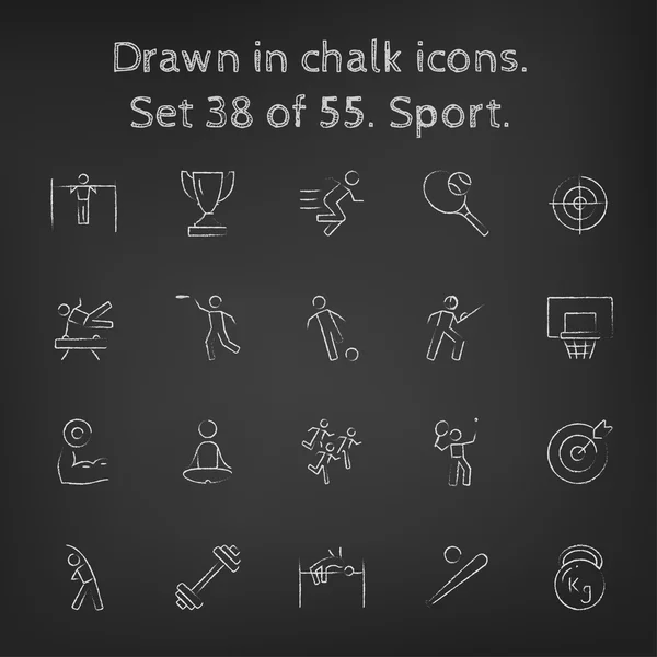 Sport icon set drawn in chalk. — 스톡 벡터