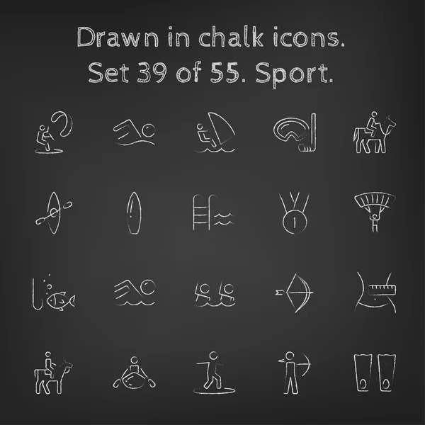 Sport icon set drawn in chalk. — Wektor stockowy