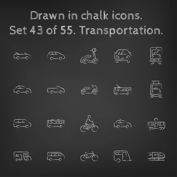 Transpotration icon set drawn in chalk. — Stok Vektör