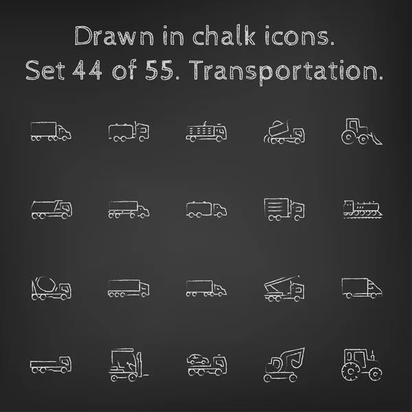 Transpotration icon set drawn in chalk. — Stock vektor