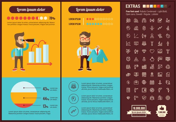 Plantilla Infográfica de diseño plano de negocio — Archivo Imágenes Vectoriales