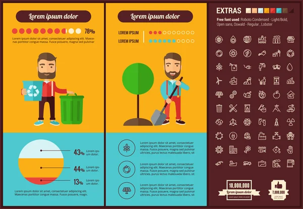 Ecologia design piatto Infografica Template — Vettoriale Stock