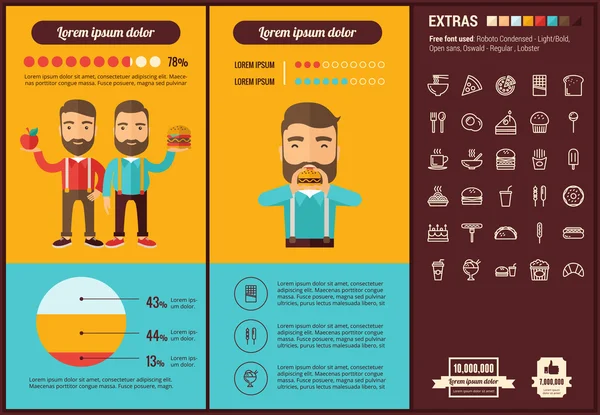 Fast food düz tasarım Infographic şablonu — Stok Vektör