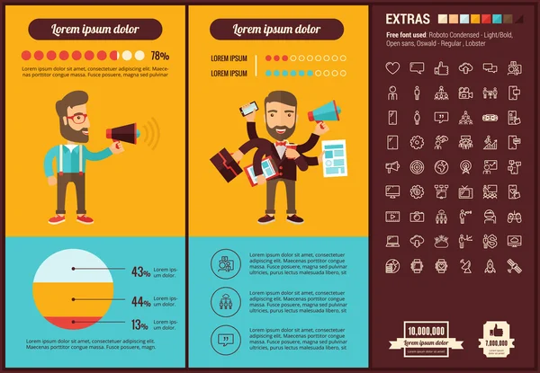 Social Media flat design Modelo Infográfico — Vetor de Stock