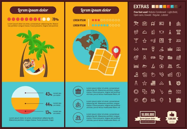 Seyahat düz tasarım Infographic şablonu — Stok Vektör