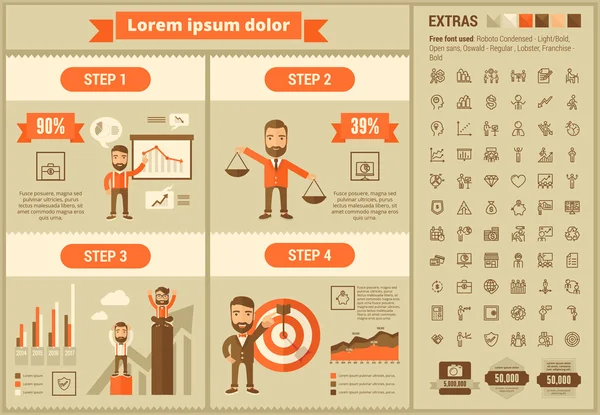 Templat Infografis desain bisnis datar - Stok Vektor