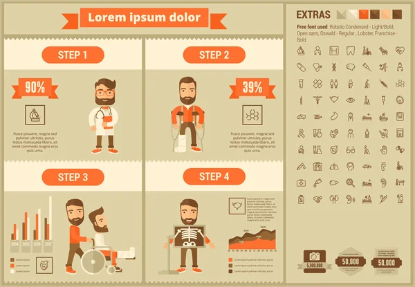 Medicina design plano Modelo Infográfico — Vetor de Stock