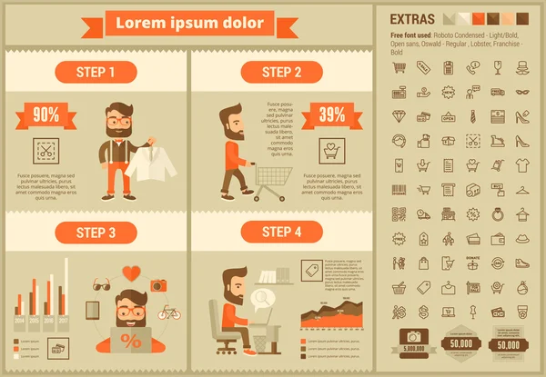 Shopping Wohnung Design Infografik Vorlage — Stockvektor