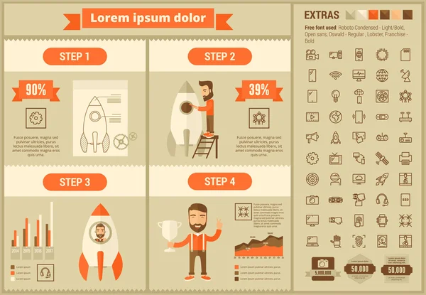 Modelo de Infográfico Start Up flat design — Vetor de Stock