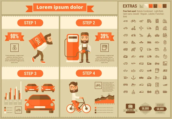 Modèle d'infographie de conception plate de transport — Image vectorielle