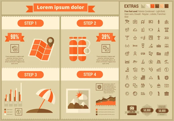 Seyahat düz tasarım Infographic şablonu — Stok Vektör