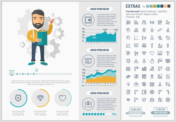Templat Infografis desain bisnis datar - Stok Vektor