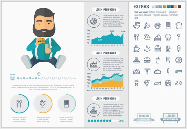 Fast food flat design Modelo Infográfico — Vetor de Stock