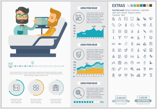 Plantilla de infografía de diseño plano de medicina — Vector de stock