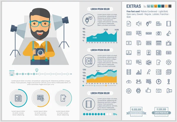 Media flat design Infographic Template — Stock Vector