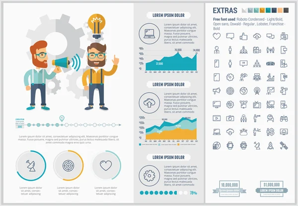 Sociala medier platt design Infographic mall — Stock vektor