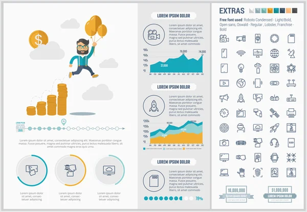 Start Up design piatto Infografica Template — Vettoriale Stock