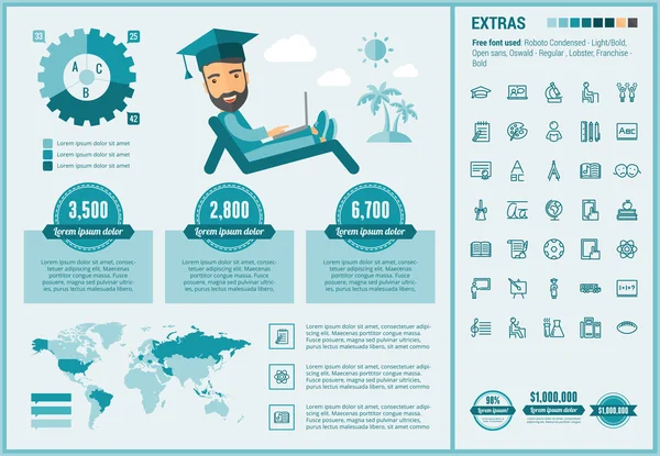 Educazione design piatto Infografica Template — Vettoriale Stock