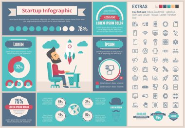 Start Up düz tasarım Infographic şablonu