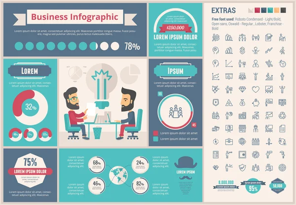 Business design piatto Infografica Modello — Vettoriale Stock