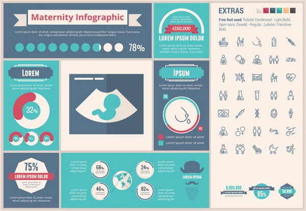 Plantilla Infográfica de diseño plano de maternidad — Archivo Imágenes Vectoriales