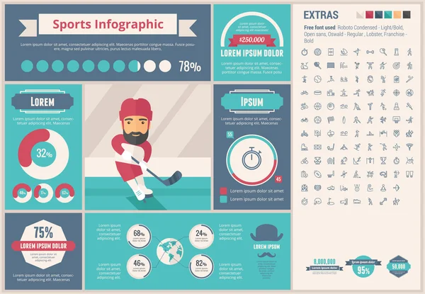 Sports flat design Infographic Template — Stock Vector