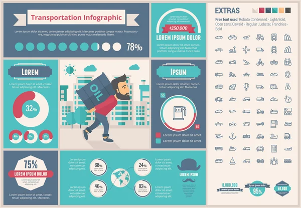Vervoer platte ontwerp Infographic sjabloon — Stockvector
