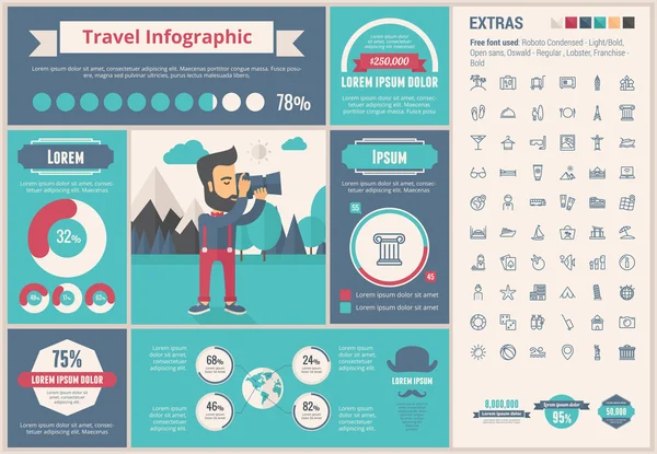 Plantilla de infografía de diseño plano de viaje — Vector de stock