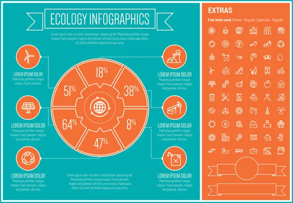 Ecology Line Design Infographic Template — Wektor stockowy