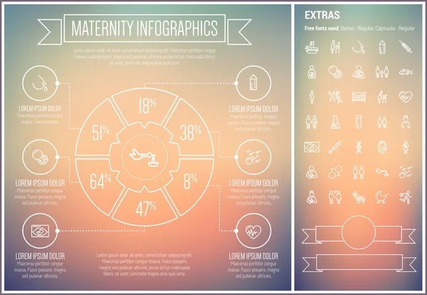 Maternity Line Design Infographic Template — Stok Vektör