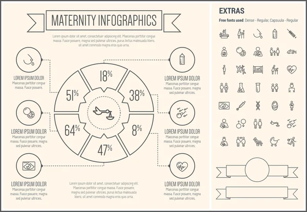 Maternity Line Design Infographic Template — ストックベクタ