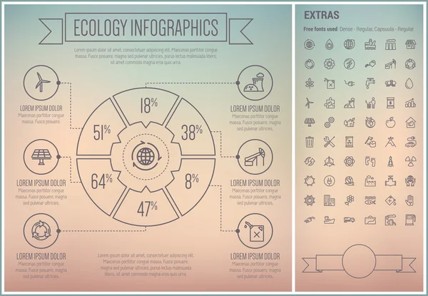 Templat Infografis Desain Garis Ekologi - Stok Vektor