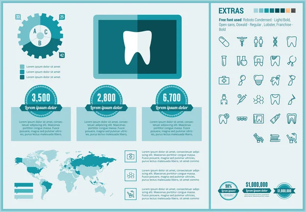 구강 플랫 디자인 Infographic 서식 파일 — 스톡 벡터