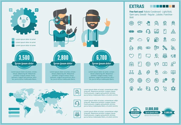 Realtà virtuale design piatto Infografica Template — Vettoriale Stock