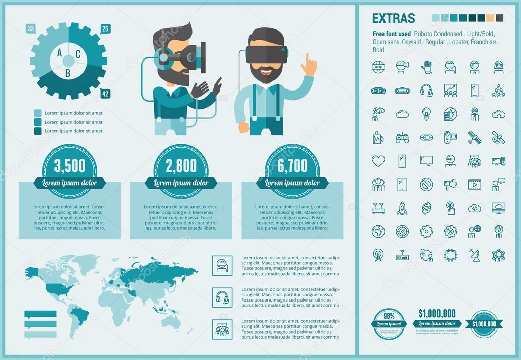 Virtual Reality flat design Infographic Template