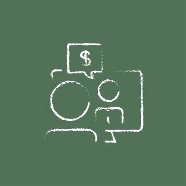 Business discussion icon drawn in chalk.