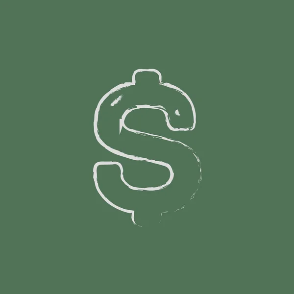 Ícone de símbolo do dólar desenhado em giz . — Vetor de Stock