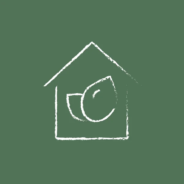 Eco-friendly house icon drawn in chalk. — Stock Vector
